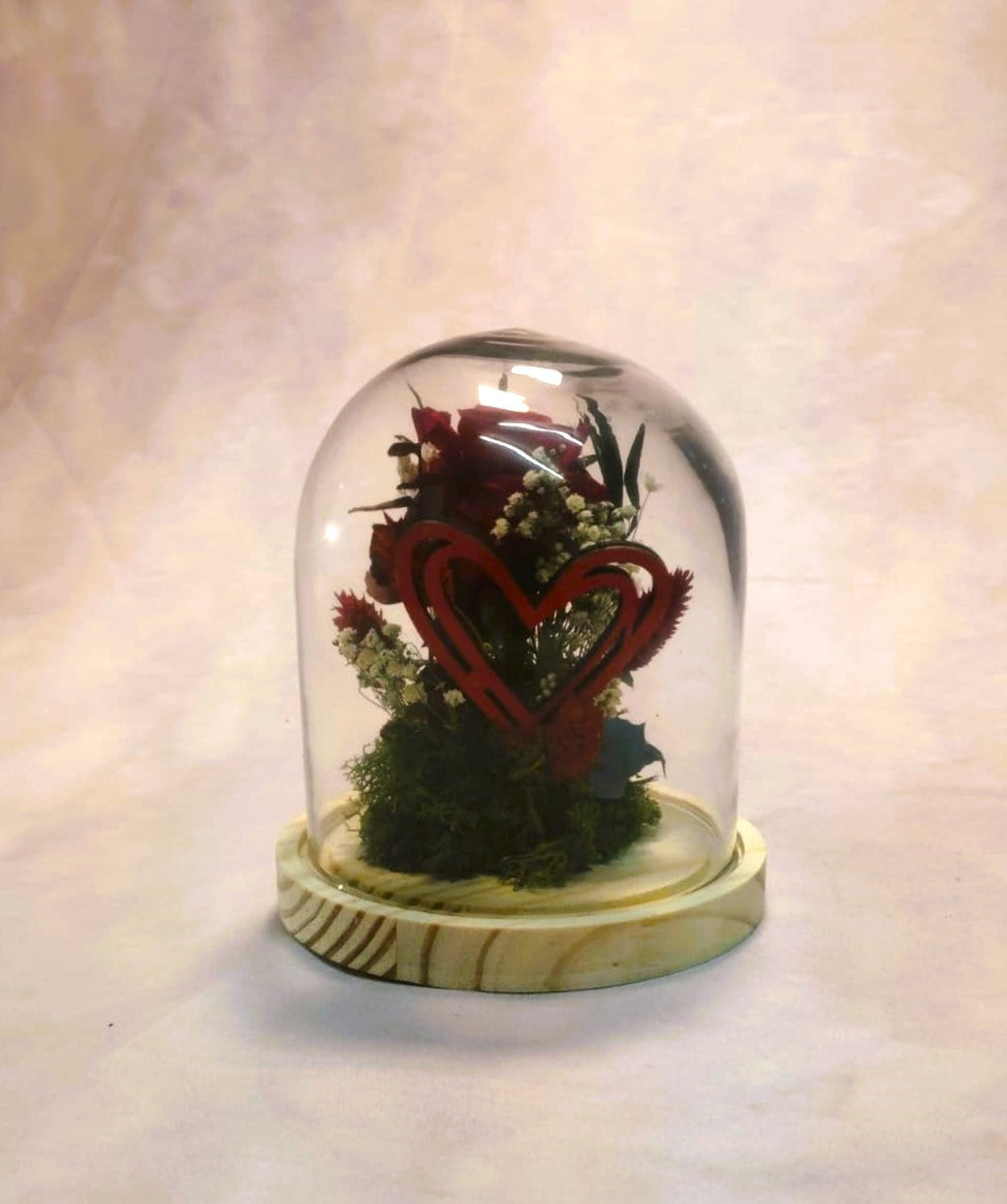 Cúpula de cristal ; " Corazón Floral "