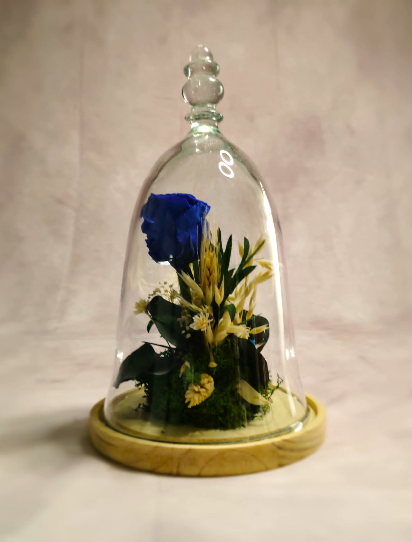 Cúpula de cristal de rosa eterna.