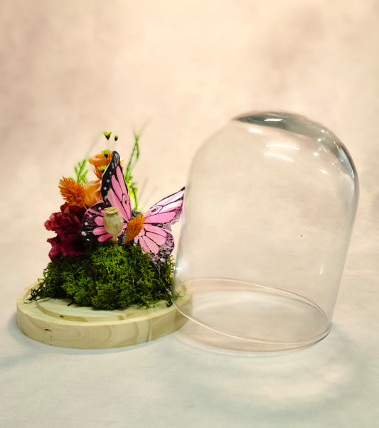 Cúpula de cristal flor preservada; " El susurro del jardín eterno "