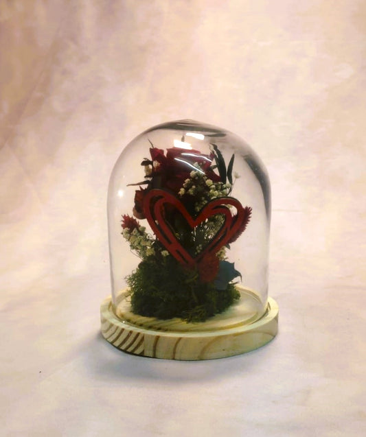 Cúpula de cristal ; " Corazón Floral "